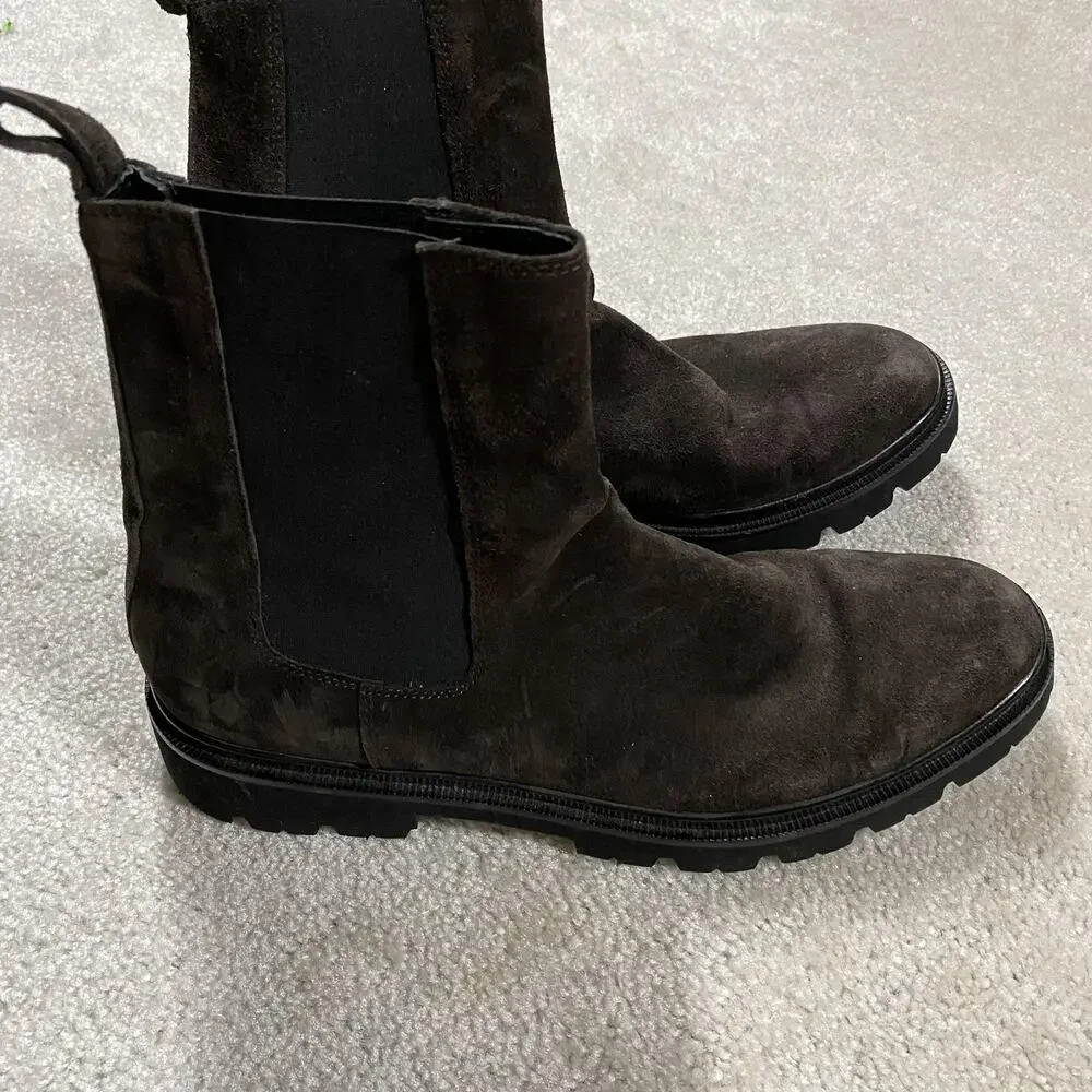Koio Chelsea Boots Mens Size 11 Brown Suede Lug Sole Made Italy Ankle Pull On